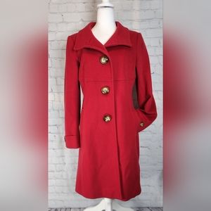 Michael Kors Wool Button Down Red Jacket